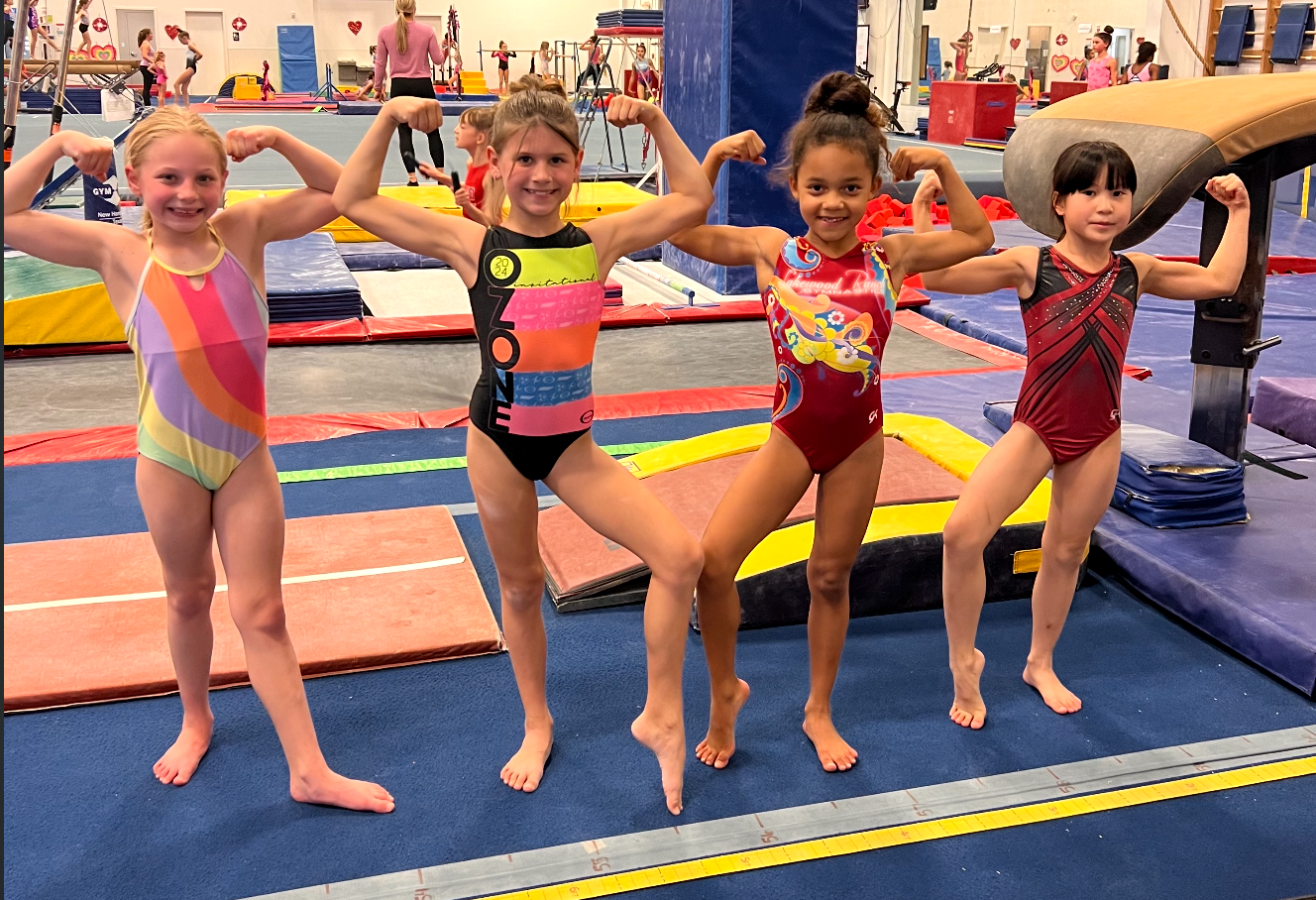 Young gymnasts having fun in the gym